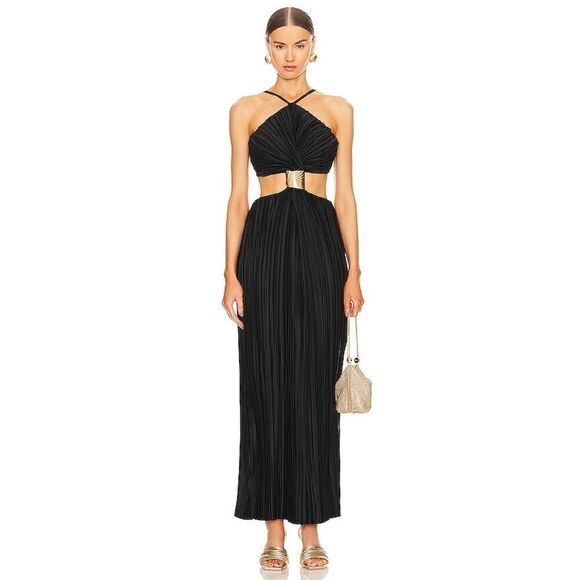 Cult Gaia Mitra Sleeveless Halter Gown in Black Small - Picture 1 of 11